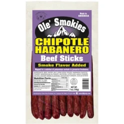 Buffalo Bills 7oz Chipotle Habanero Ole Smokies (Beef Sticks) - Four 7oz Packs