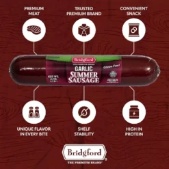Bridgford Garlic Summer Sausage 16 Oz - Gluten-Free High Protein Garlic Infused Ready-to-Eat Summer Sausage For No-Carb Keto Diets -Lipton Shop GUEST 10ab1440 a62b 434b b311 a05ce6339357