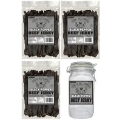 Buffalo Bills Black Pepper Beef Jerky 3 Bag Starter Kit (3 Bags And 1 Jar)