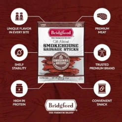 Bridgford Smokehouse Sausage Sticks Original 5 Oz - Gluten Free High Protein Smoked Sausage Sticks For A Variety Of Dietary Preferences -Lipton Shop GUEST 5ea276d4 c81f 4cd2 8f2e 0931b68744fd 1
