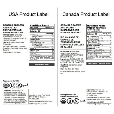 Organic Roasted And Salted Sunflower And Pumpkin Seed Mix - By Food To Live 1 Organic Roasted And Salted Sunflower And Pumpkin Seed Mix - By Food To Live