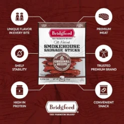 Bridgford Smokehouse Sausage Sticks Hot & Spicy 5 Oz - Gluten Free High Protein Smoked Sausage Sticks For Many Dietary Preferences -Lipton Shop GUEST 7936ba65 25c7 4e87 88e3 c59d1a90c9ef