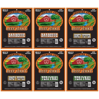 Buffalo Bills 6-ct Tangy & Sweet Country Cut Beef Jerky Sampler - Six 2.6oz Packs 1 Buffalo Bills 6-ct Tangy & Sweet Country Cut Beef Jerky Sampler - Six 2.6oz Packs