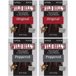 Front Page 13 Wild Bill's 4-Piece Beef Jerky Sampler (Two 3oz Packs Each Of Original Hickory And Black Peppered)