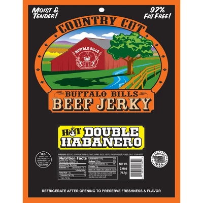 Buffalo Bills 2.6oz Double Habanero Country Cut Beef Jerky - Six 2.6oz Packs 1 Buffalo Bills 2.6oz Double Habanero Country Cut Beef Jerky - Six 2.6oz Packs