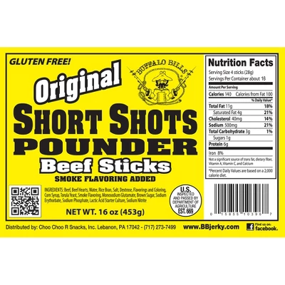 Buffalo Bills Original Short Shots (120 Mild Flavored 3.5" Beef Sticks Per 30oz Bag) 1 Buffalo Bills Original Short Shots (120 Mild Flavored 3.5" Beef Sticks Per 30oz Bag)