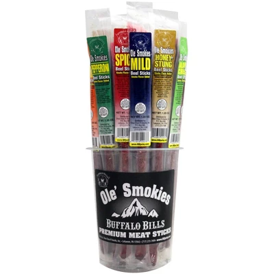 Buffalo Bills 15-ct Assorted Hot & Mild Ole Smokies (Beef Sticks) - Two 15-ct Tubs 1 Buffalo Bills 15-ct Assorted Hot & Mild Ole Smokies (Beef Sticks) - Two 15-ct Tubs
