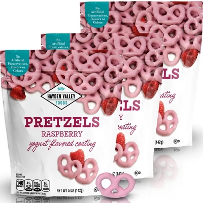 Hayden Valley Foods Raspberry Yogurt Covered Pretzels | 5 Oz Bags (Pack Of 3) | No Artificial Flavors, Preservatives Or Colors 6 Hayden Valley Foods Raspberry Yogurt Covered Pretzels | 5 Oz Bags (Pack Of 3) | No Artificial Flavors, Preservatives Or Colors - Image 6