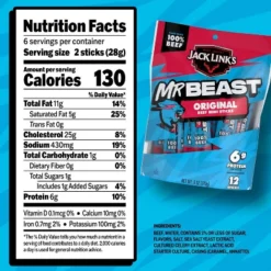 Jack Link's MrBeast Mini Beef Sticks Original - 6oz/12ct -Lipton Shop GUEST c78f0903 50c4 4d80 acd9 c9de3e185409