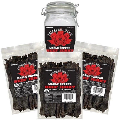 Buffalo Bills Maple Pepper Beef Jerky 3 Bag Starter Kit (3 Bags And 1 Jar) 6 Buffalo Bills Maple Pepper Beef Jerky 3 Bag Starter Kit (3 Bags And 1 Jar) - Image 6