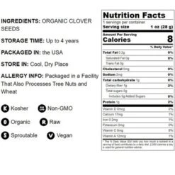 Organic Clover Sprouting Seeds - By Food To Live