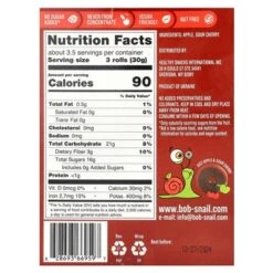 Bob Snail, Fruit Rolls, Apple-Sour Cherry, 10 Pouches, 0.35 Oz