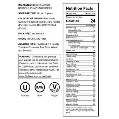 Sunflower And Pumpkin Seed Mix - By Food To Live 1 Sunflower And Pumpkin Seed Mix - By Food To Live